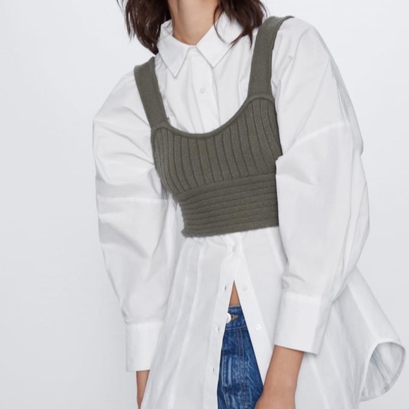 Zara Tops Zara Knit Crop Top Olive Green Poshmark